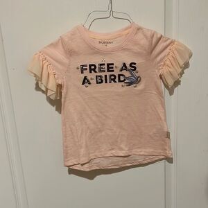 Girls New BCBGirls Pink Ruffle Sleeve Free As A Bird Top